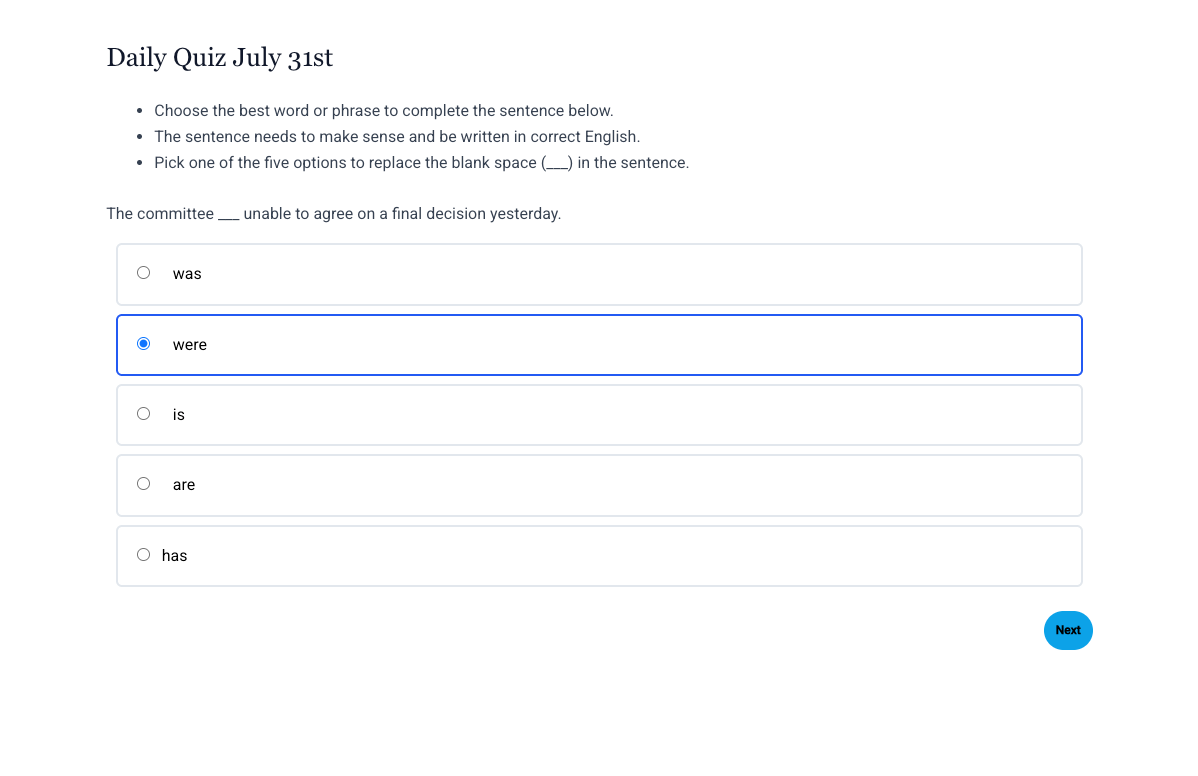 Example English Question